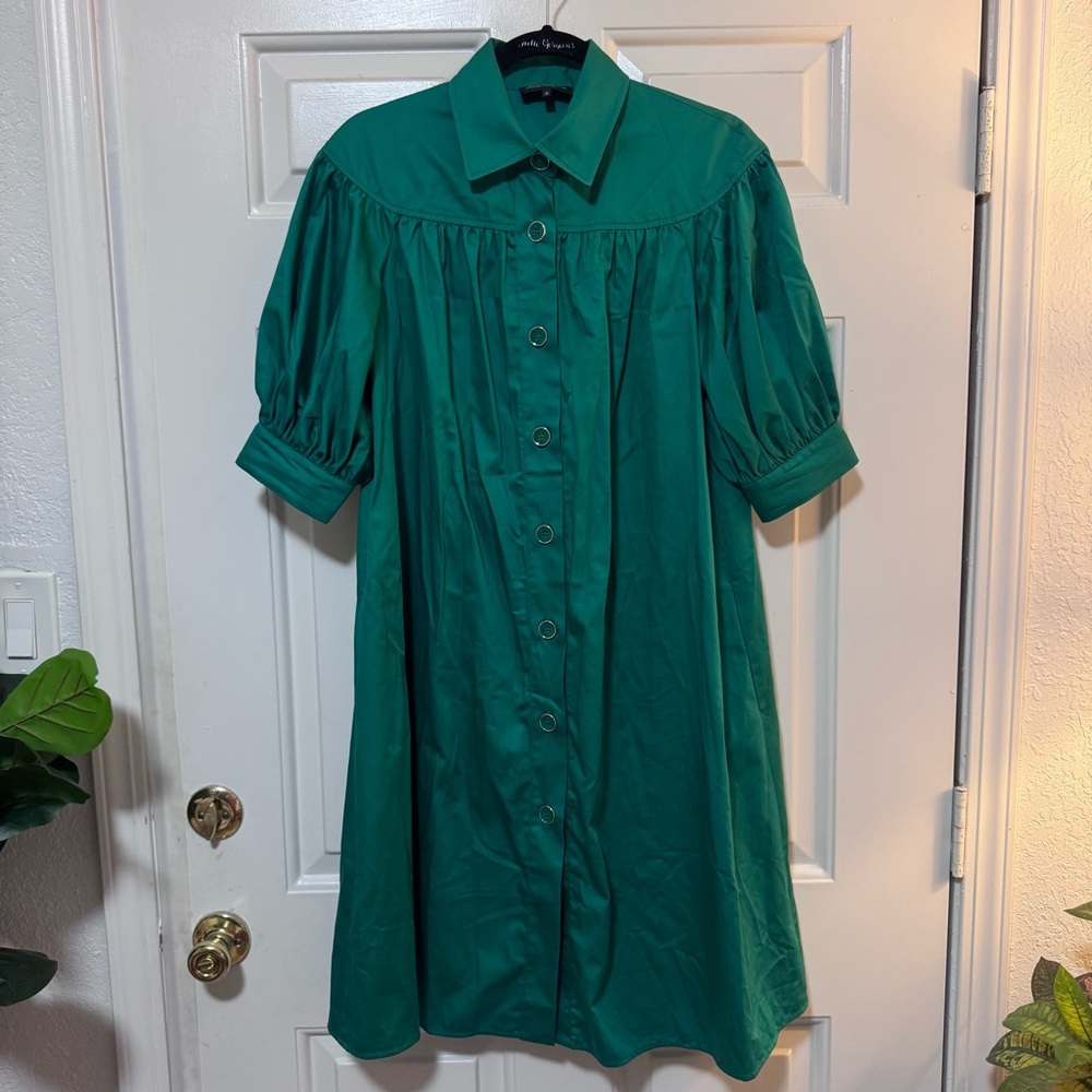 Luisa Spagnoli Green Button Down Dress Size Small LN